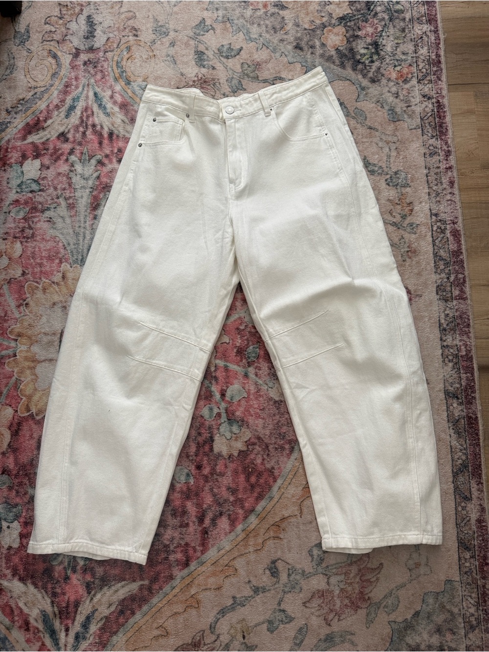 White High-Rise Barrel Jeans